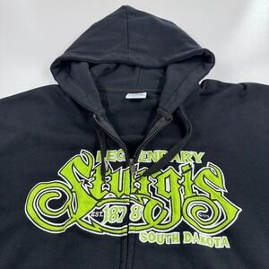 Legendary Sturgis South Dakota Motorcycle Biker Rally MENS Black Hooded Coat XL